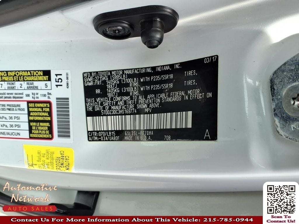 2017 Toyota Sienna Limited Premium 7 Passenger